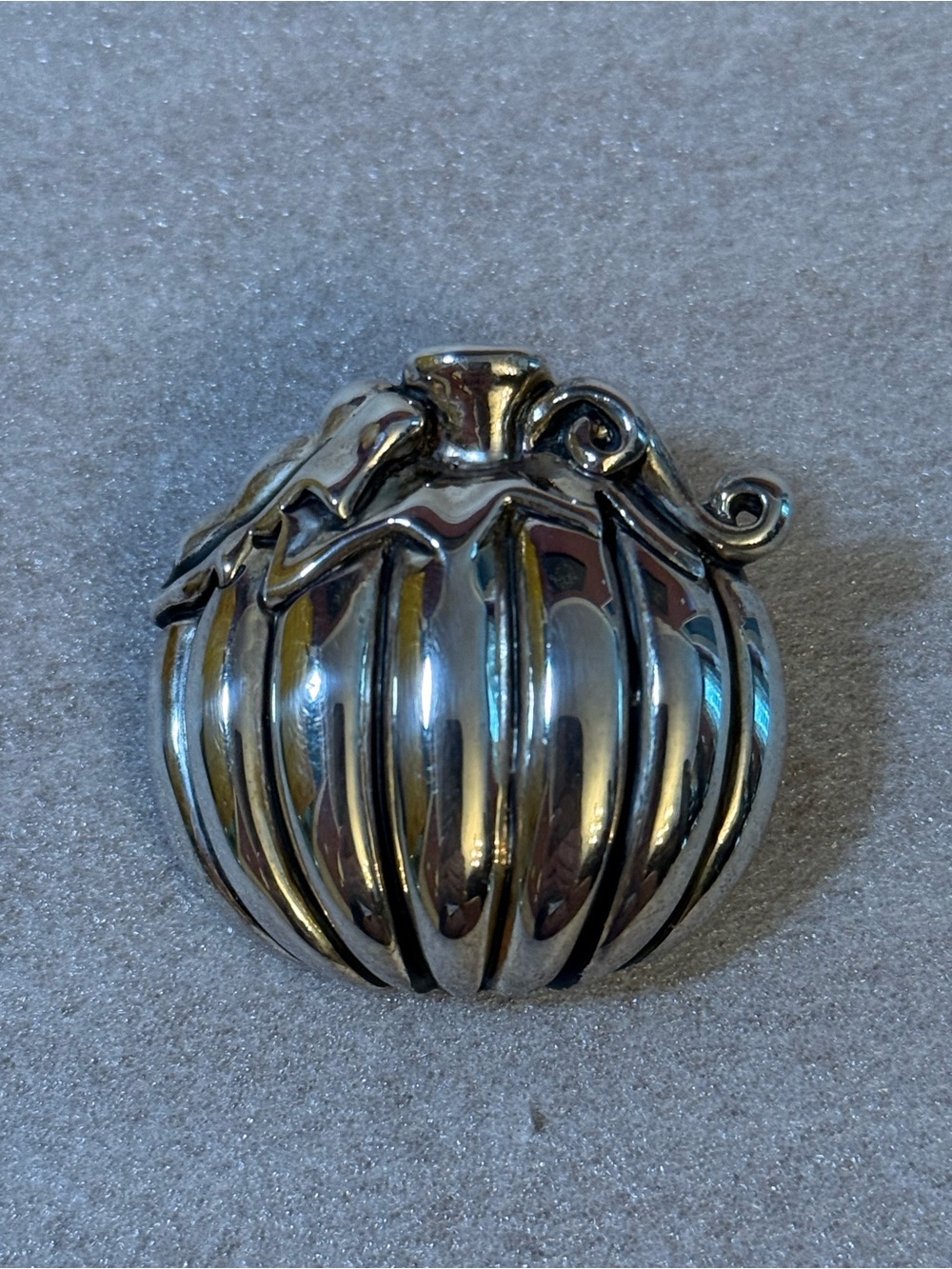 Vintage Silver Tone “MJ” Pumpkin Brooch/Pendant
